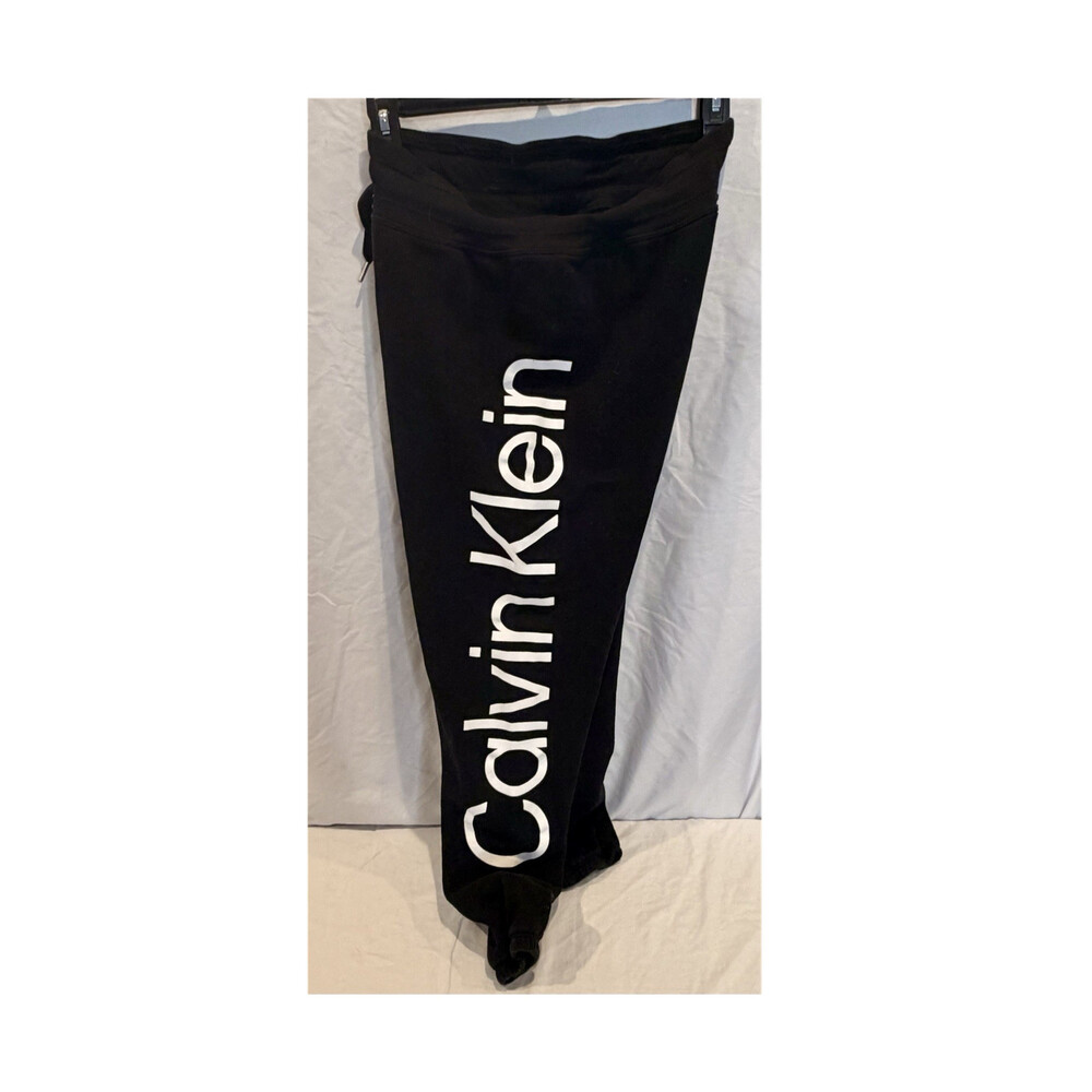 Calvin Klein Performance Jogger Pants Black M Elastic Waist Stretch Athleisure - Picture 1 of 5